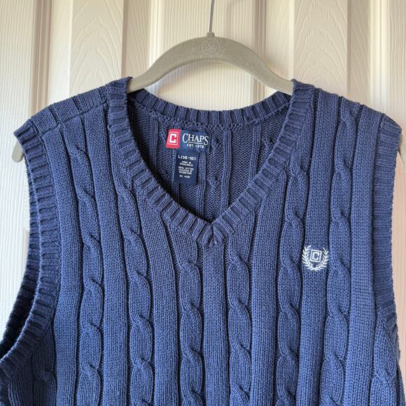 Chaps Youth Boys Navy Blue Sweater Vest V-Neck Large 14-16 - Picture 3 of 7